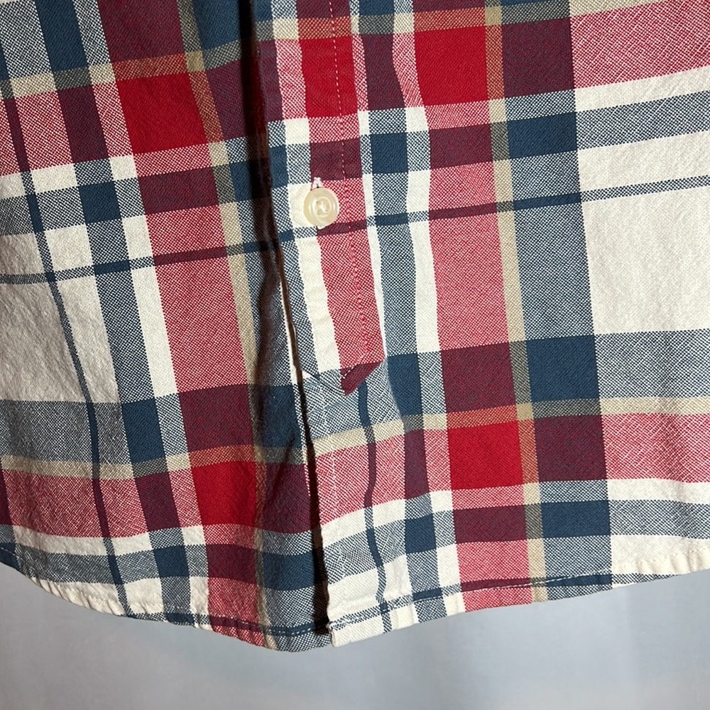 Red white and blue mens plaid long sleeve shirt Med - Picture 3 of 4